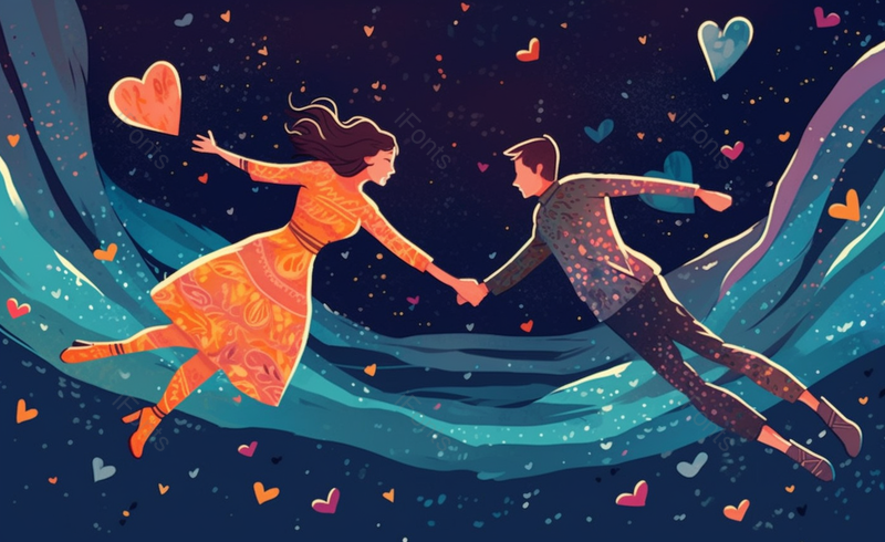 浪漫氛围极光下的情侣插画背景图,插画/手绘图,插画/手绘图库,插画/手绘图下载,插画/手绘